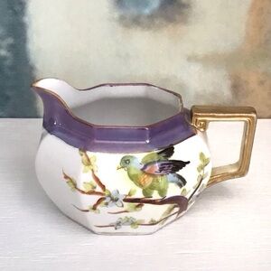 Vintage 40s Noritake M Art Deco Creamer Hand Painted Bird Design & Gold Accent